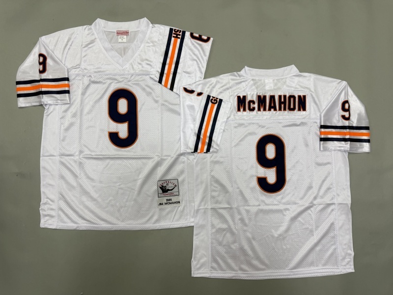 Men 2025 Nike Chicago Bears 9 Mcmahon White Throwback Limited NFL Jersey style 002
